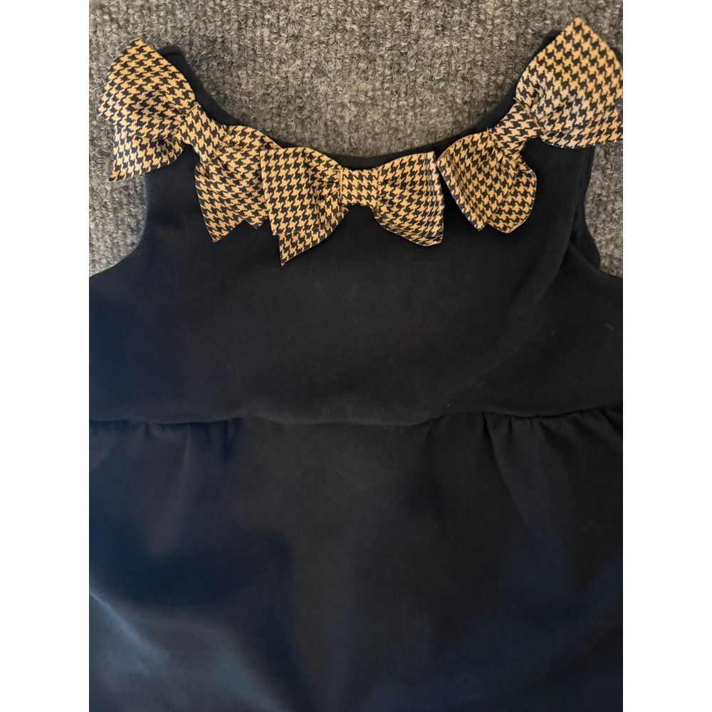 Janie and Jack Houndstooth Bow Ponte Dress Baby Girls 12-18m Butterscotch Belle